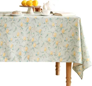 patdrea Designer Small Green Tablecloth for Square Tables,Vintage Linen with Yellow Flowers Pattern Tablecloths,Cottage Rustic Table Cover Cloth Decor for Kitchen Dining Christmas,55"*55"