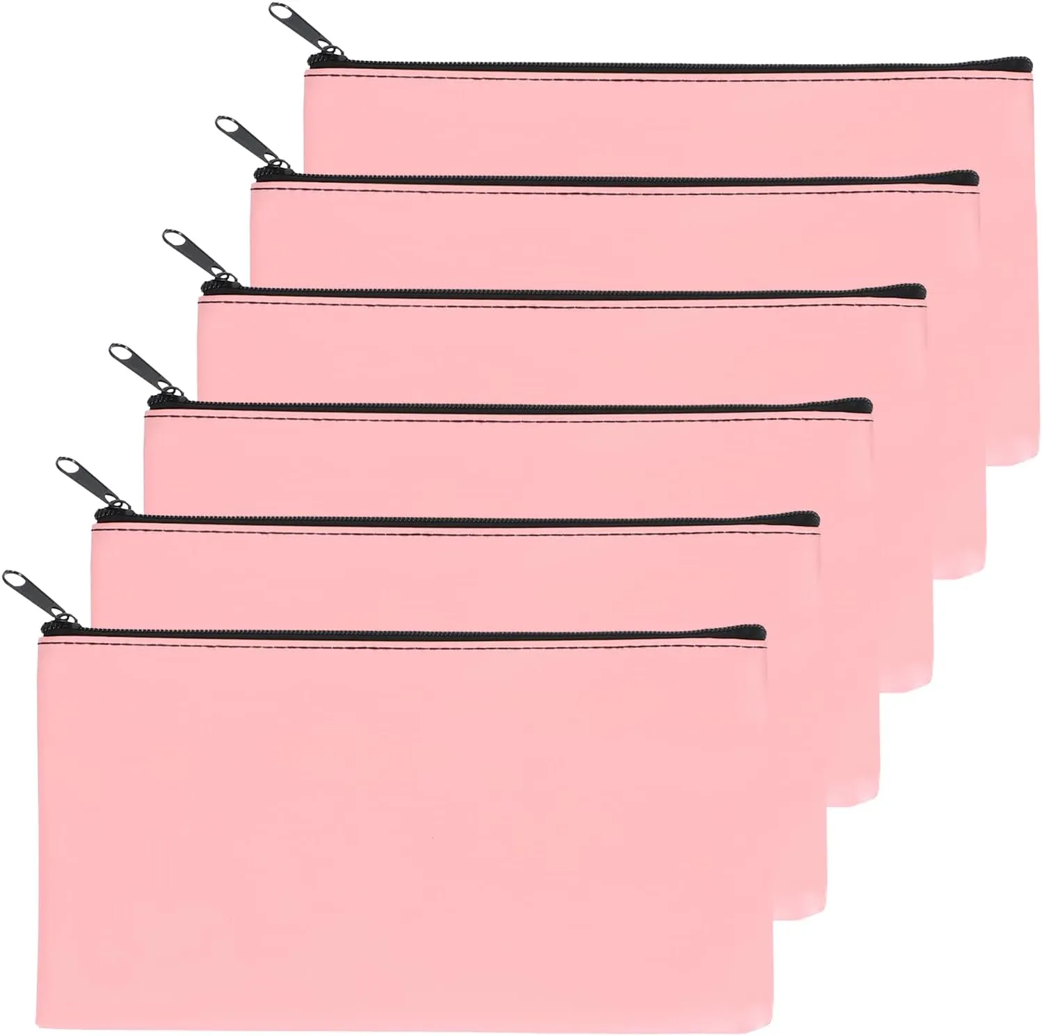 PATIKIL 11"x 6" Bank Deposit Bag, 6Pcs Money Bag Bank Bag Security Money Pouch Receipt Holder for Tickets Coin Makeup Cosmetics Bills, Pink