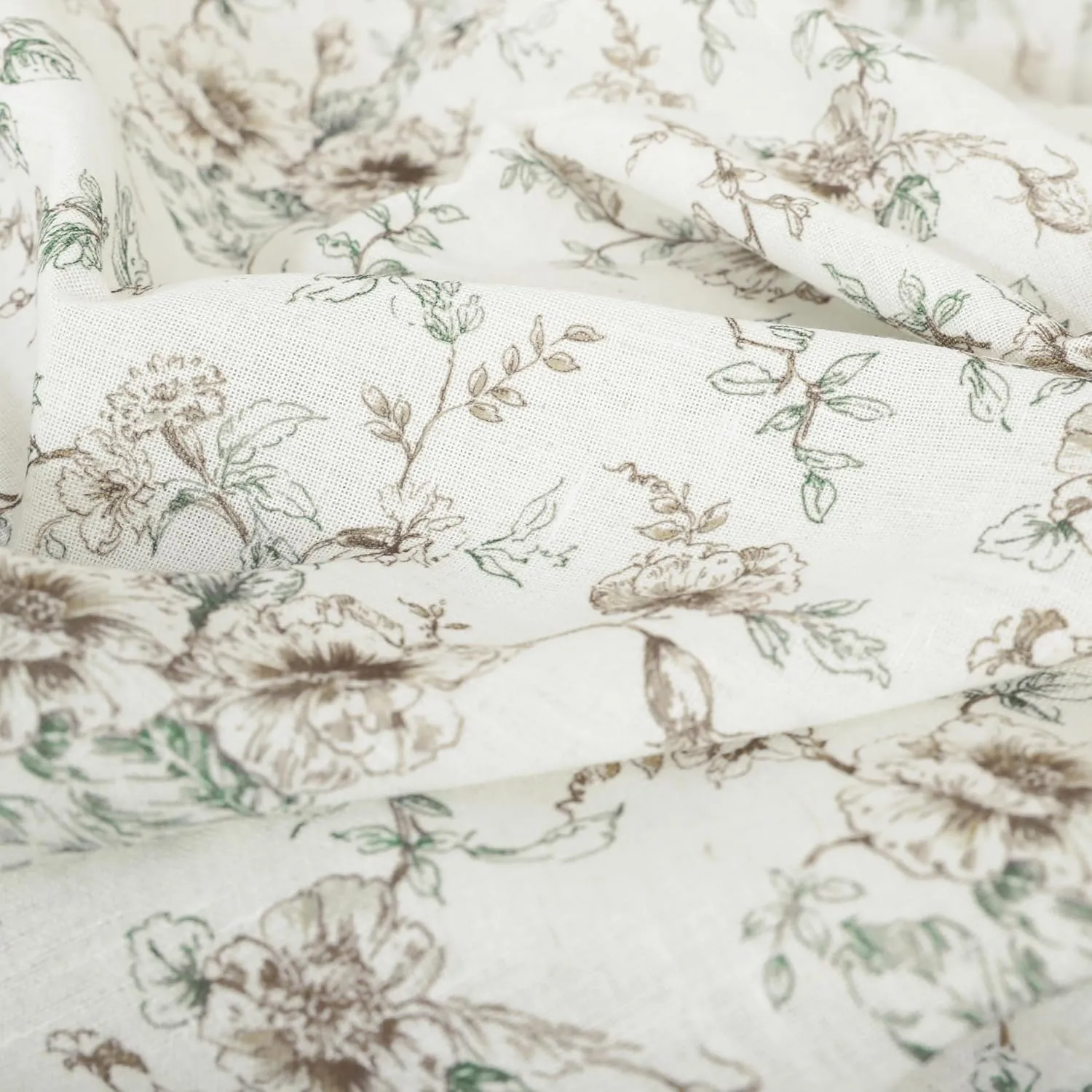 Patterned Curtains 96 Inches Long 2 Panels Set,Sheer Linen Brown Cream Beige Floral Farmhouse Vintage Antique Prairie Country Primitive Curtains for Living Room Bedroom