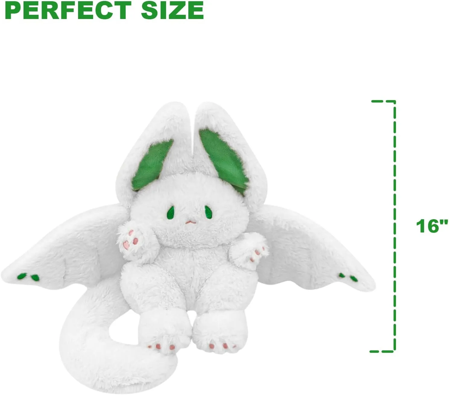 PEACH CAT Cute White Bat Bunny Plush Pillow Kawaii Bat Rabbit Stuffed Animal for Kids 16"