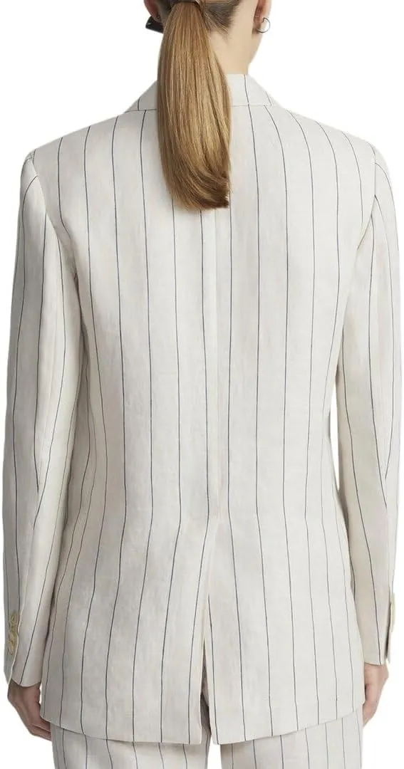 Peak Lapel Flap Pocket Linen Blazer