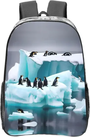 Penguins On The Iceberg print Clear Backpack with Pockets Bookbag, Clear Bookbag for College Work Casual Sport, Black