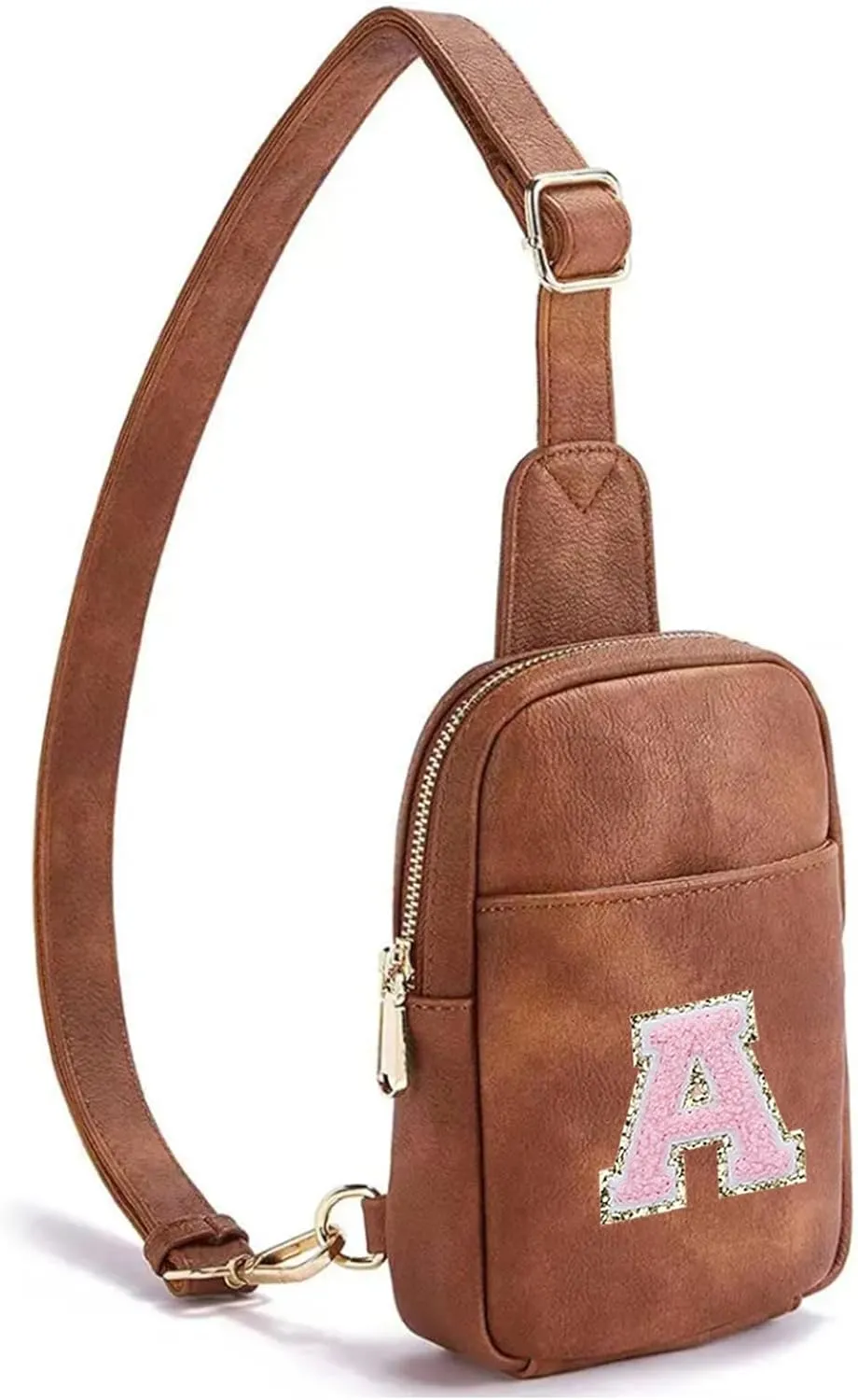 Personalized Mothers Day Gifts Initial Letter Crossbody Bags for Women PU Sling Bag Fanny Pack Chest Bag for Travel Birthday Gift for Mom Wife (Letter A)