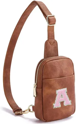 Personalized Mothers Day Gifts Initial Letter Crossbody Bags for Women PU Sling Bag Fanny Pack Chest Bag for Travel Birthday Gift for Mom Wife (Letter A)