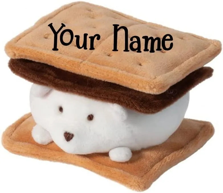 Personalized S'Mores Bear Plush - Macaroon Character Stuffed Animal Keepsake with Custom Name