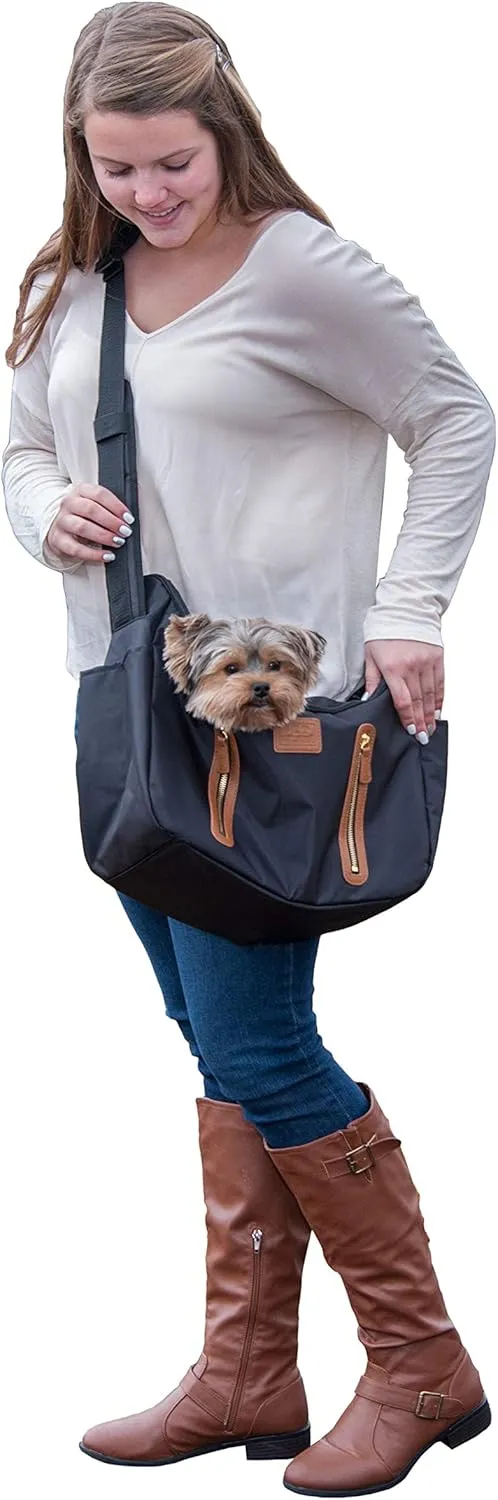 Pet Gear Tote/Sling Carrier for Cats/Dogs, Storage Pocket, Removable Washable Liner, Zippered Top and Mesh Windows, Onyx