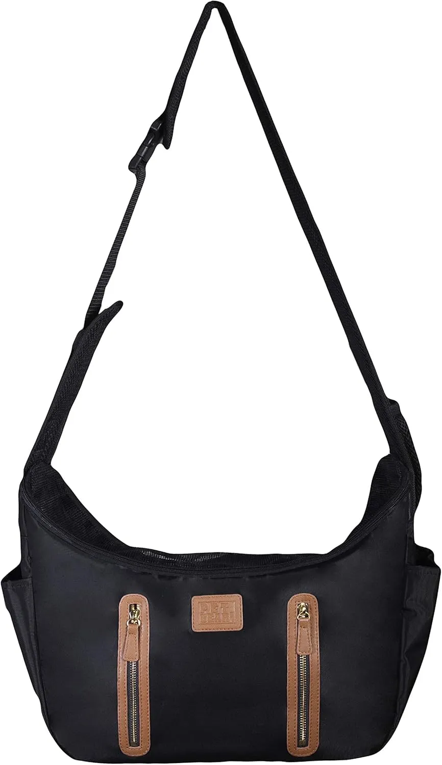 Pet Gear Tote/Sling Carrier for Cats/Dogs, Storage Pocket, Removable Washable Liner, Zippered Top and Mesh Windows, Onyx