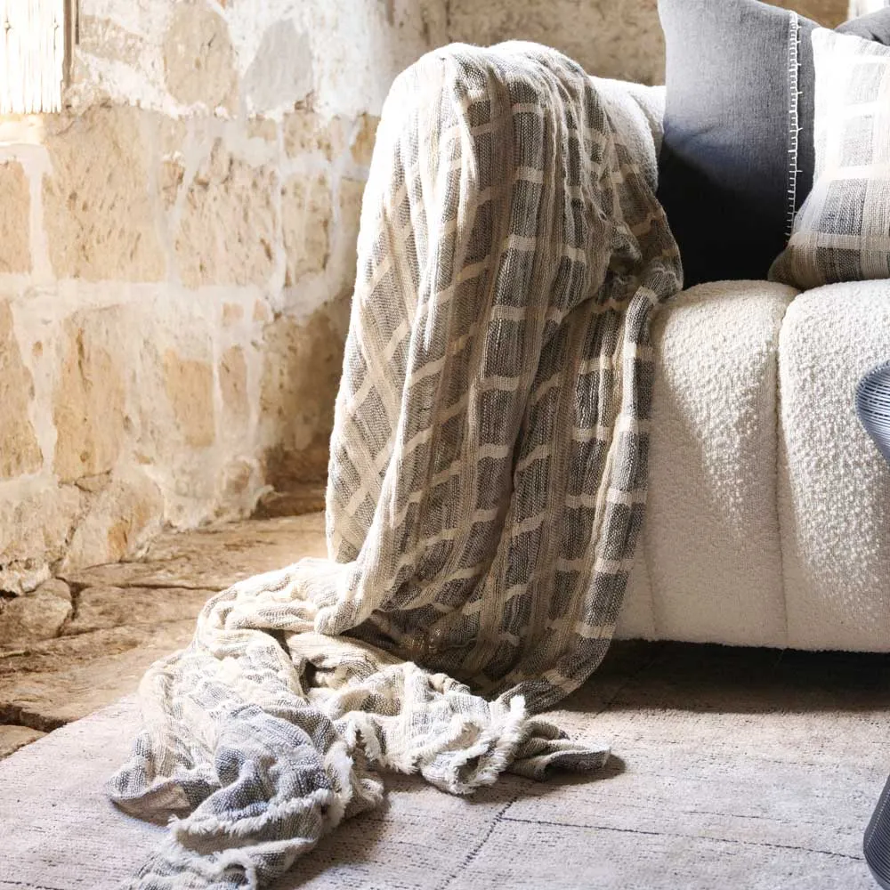 Petra Throw | Black w/Natural and White Check
