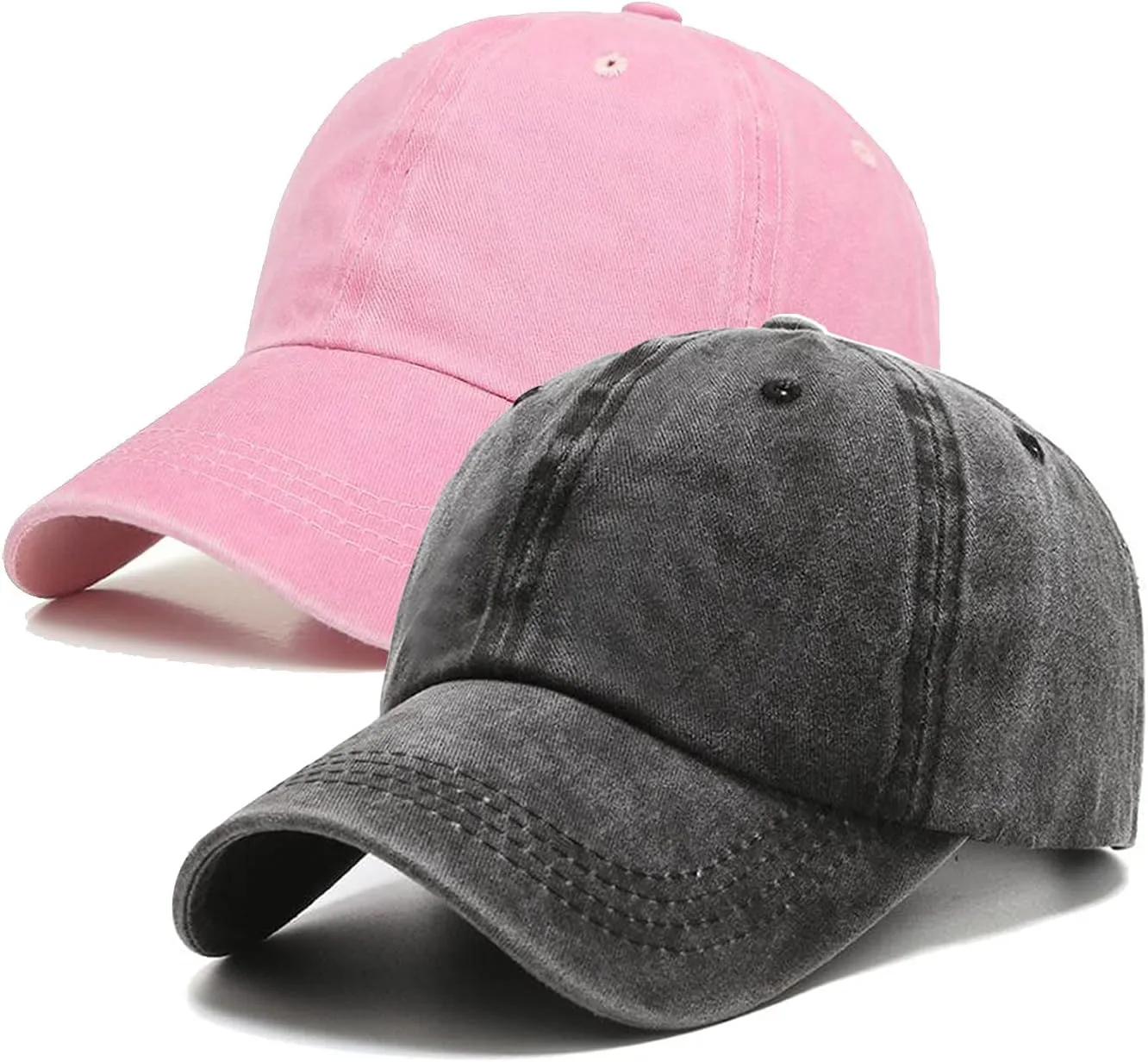 PFFY 2 Packs Vintage Washed Distressed Baseball Cap Golf Dad Hat for Men Women