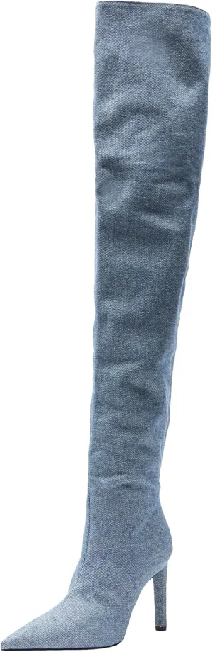 Pinko PLEYEL CUISSARD Denim, Women's Fashion Boots, PJZ_Wash Vintage Medium Dark, 36 EU, Pjz Vintage Wash Medium Dark, 4 UK, Pjz Vintage Wash Medium Dark, us-0 / asia size s