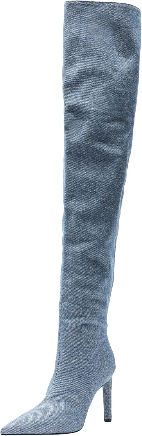 Pinko PLEYEL CUISSARD Denim, Women's Fashion Boots, PJZ_Wash Vintage Medium Dark, 36 EU, Pjz Vintage Wash Medium Dark, 4 UK, Pjz Vintage Wash Medium Dark, us-0 / asia size s