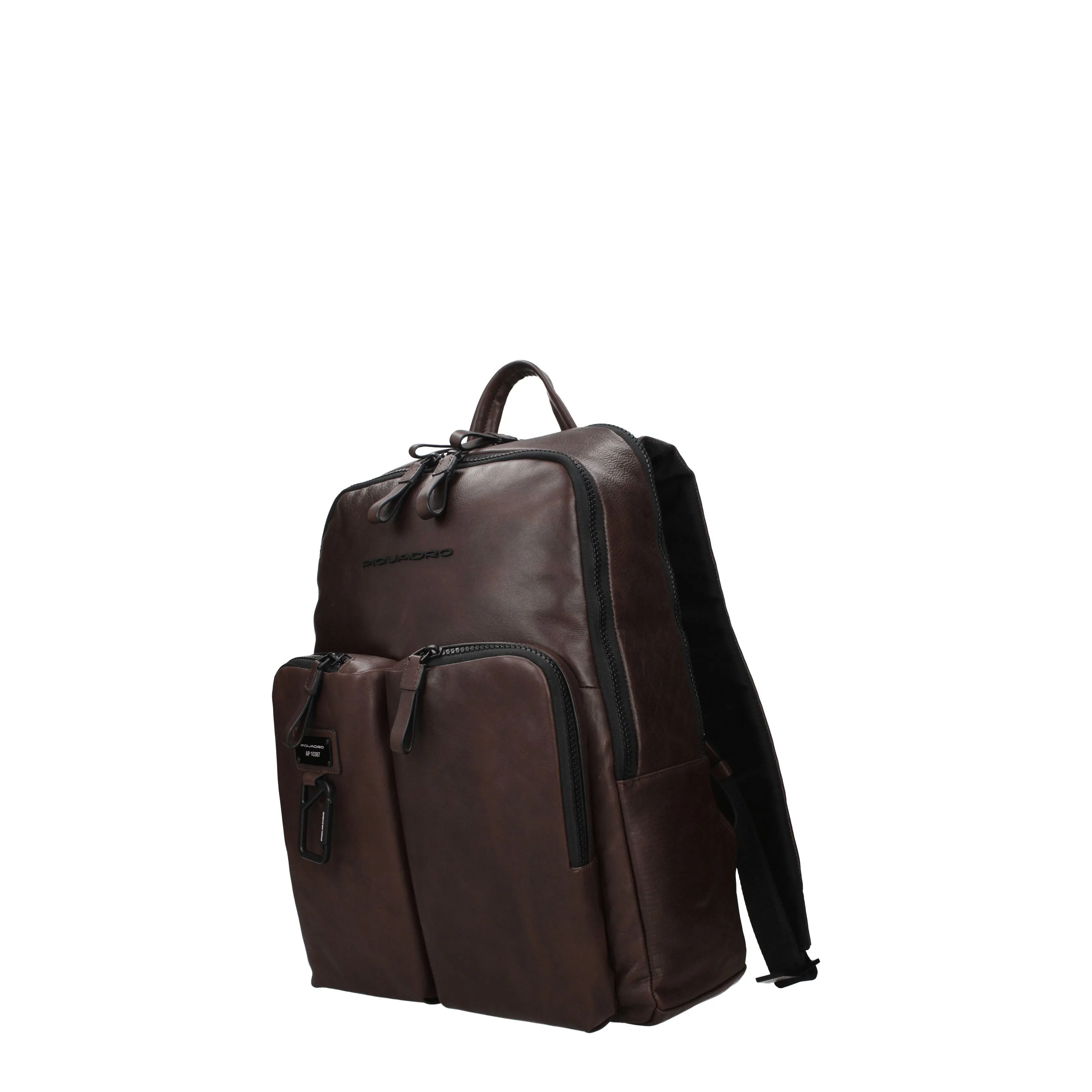 Piquadro Backpacks and Foam Men Brown Leather/Moro Head