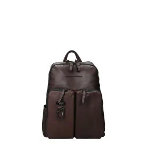 Piquadro Backpacks and Foam Men Brown Leather/Moro Head
