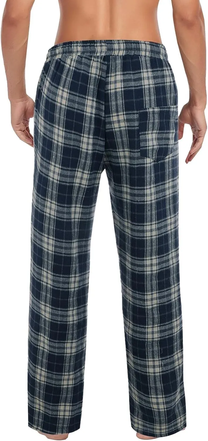 Plaid Pajama Pants for Men Lounge Soft Cotton Drawstring Loose Sleep Pants Summer Checkered PJ Bottoms with Pockets