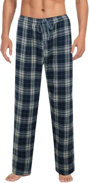 Plaid Pajama Pants for Men Lounge Soft Cotton Drawstring Loose Sleep Pants Summer Checkered PJ Bottoms with Pockets
