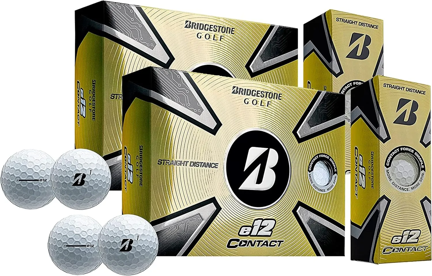 PlayBetter Bridgestone 2023 e12 Contact Golf Balls | Multi-Packs | FLEXATIV Cover Technology & Contact Force Dimple | 46% More Surface Contact (Two Dozen, White)