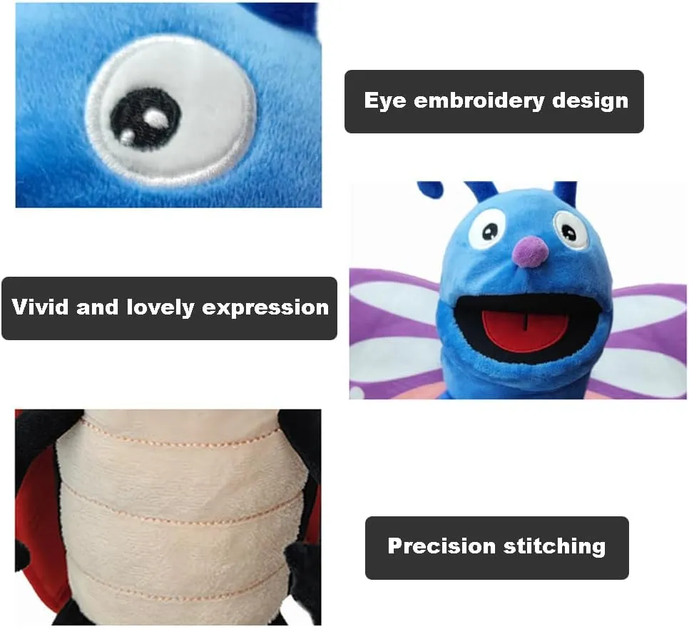 Plush Animal Hand Puppets for Kids & Adults Cartoon Dragonfly Stuffed Animal Hand Puppets with Movable Mouth Plush Interactive Toys Hand Puppet Plush Toys for Storytelling Show Theater