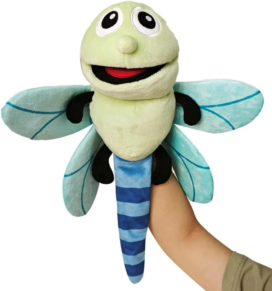 Plush Animal Hand Puppets for Kids & Adults Cartoon Dragonfly Stuffed Animal Hand Puppets with Movable Mouth Plush Interactive Toys Hand Puppet Plush Toys for Storytelling Show Theater