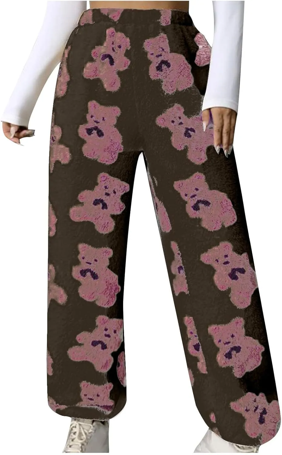 Plush Fleece Pajama Pants Women Fuzzy Soft Pjs Bottoms Pants Womens Winter Warm Fluffy Pj Pajama Pants