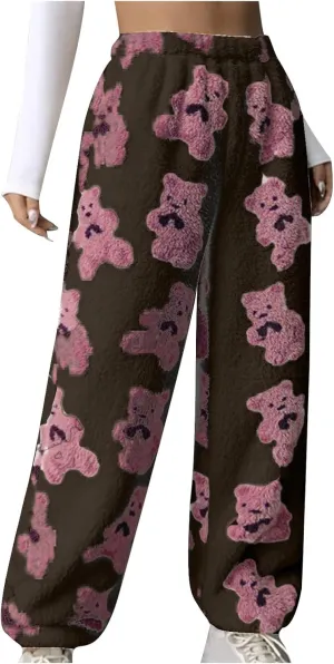 Plush Fleece Pajama Pants Women Fuzzy Soft Pjs Bottoms Pants Womens Winter Warm Fluffy Pj Pajama Pants