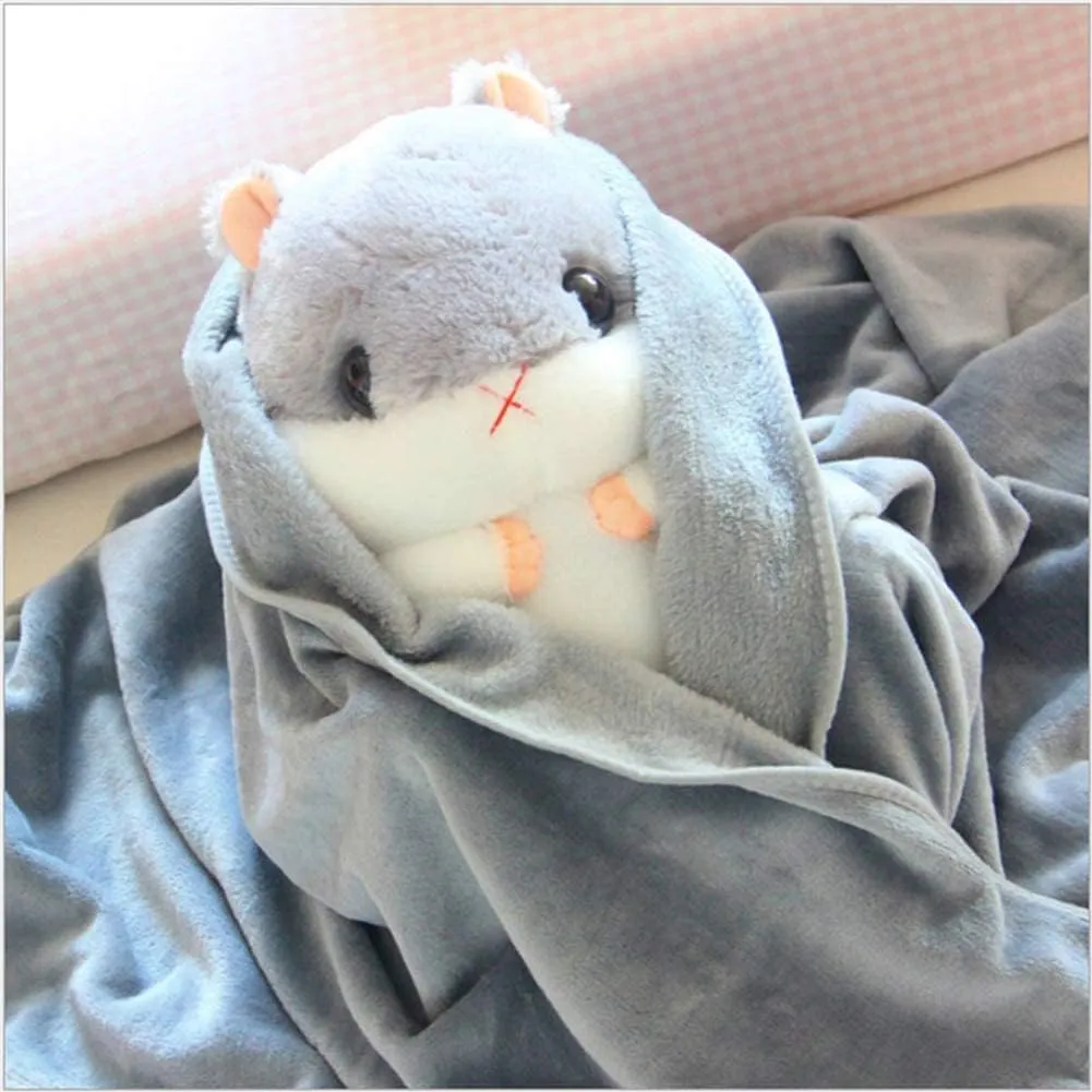 Plush Hamster Stuffed Animal Toys Hamster Throw Pillow with Blanket 19.7 Inches Light Brown
