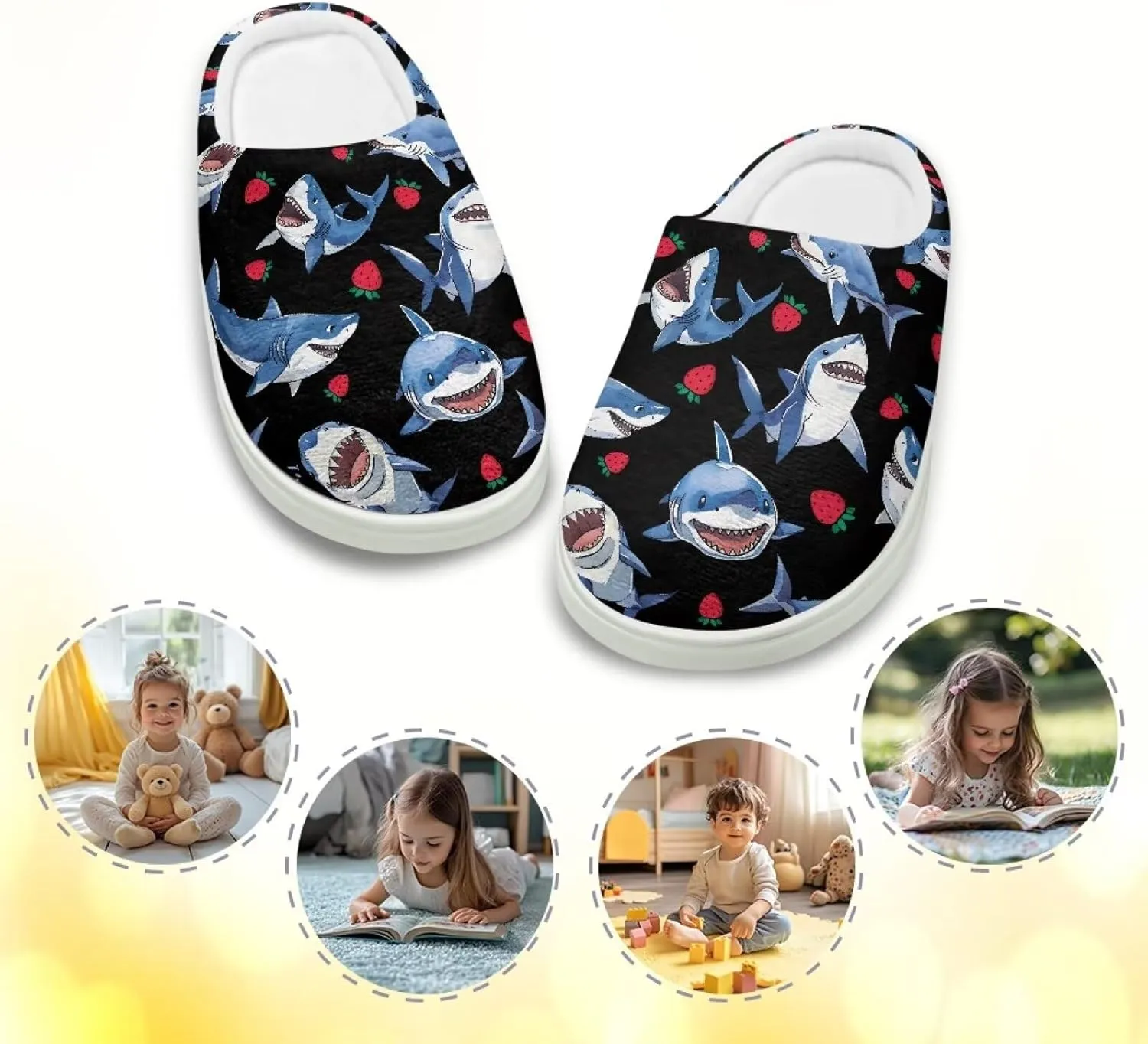 Plush Slippers for Kids, Anti-slip Bedroom Slippers Warm Slipper Soft Winter House Shoes