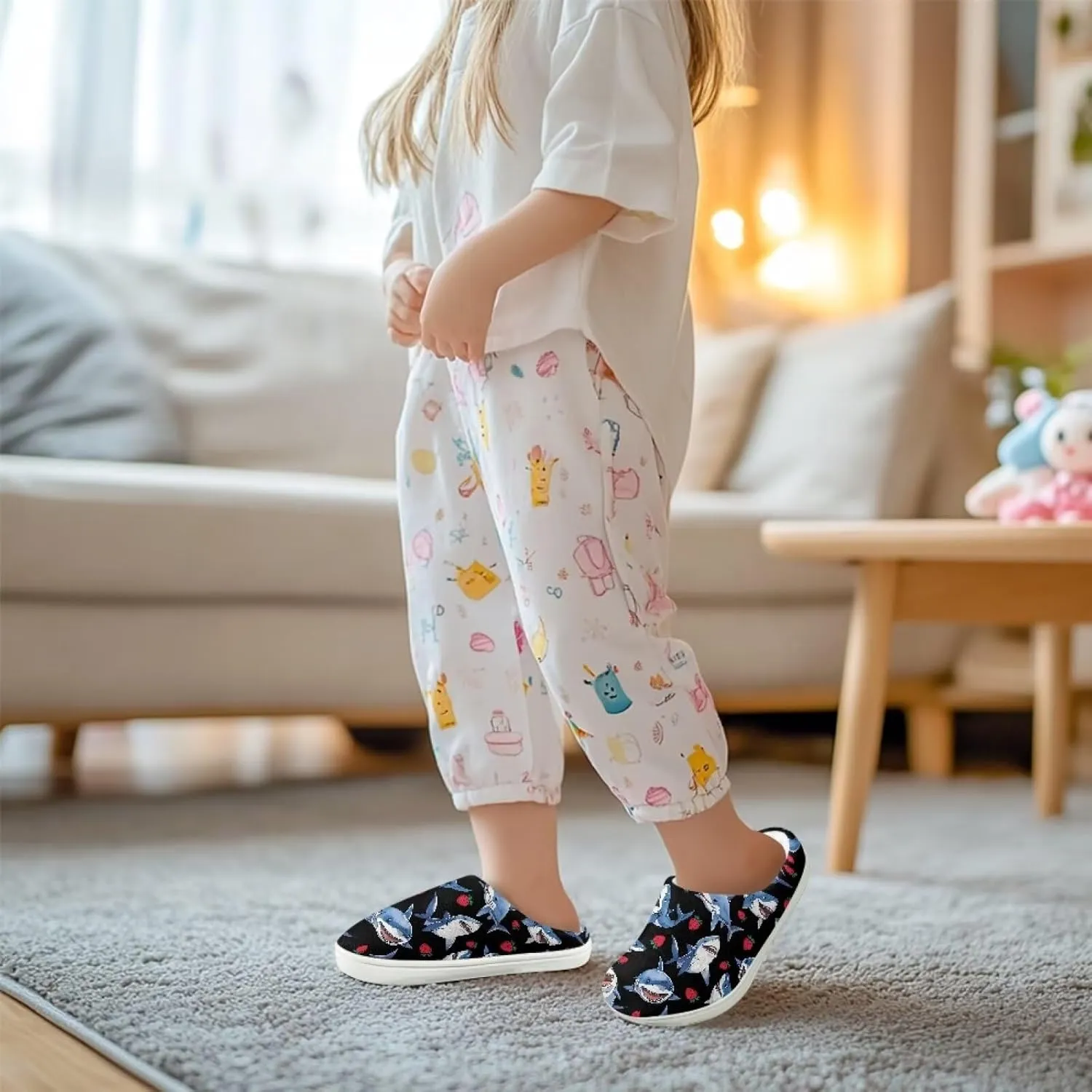 Plush Slippers for Kids, Anti-slip Bedroom Slippers Warm Slipper Soft Winter House Shoes