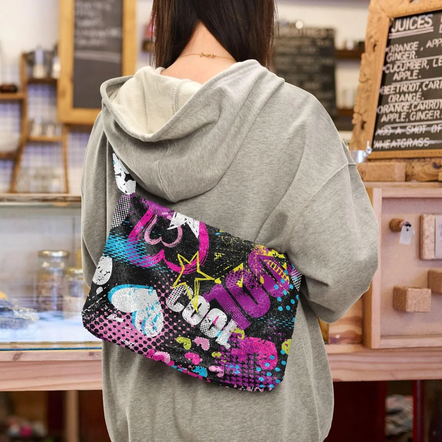 Plush Underarm Bag Ladies Fluffy Shoulder Bag Women Furry Fashions Tote Bag Plush Handbag for Autumn and Winter Multicolor 1