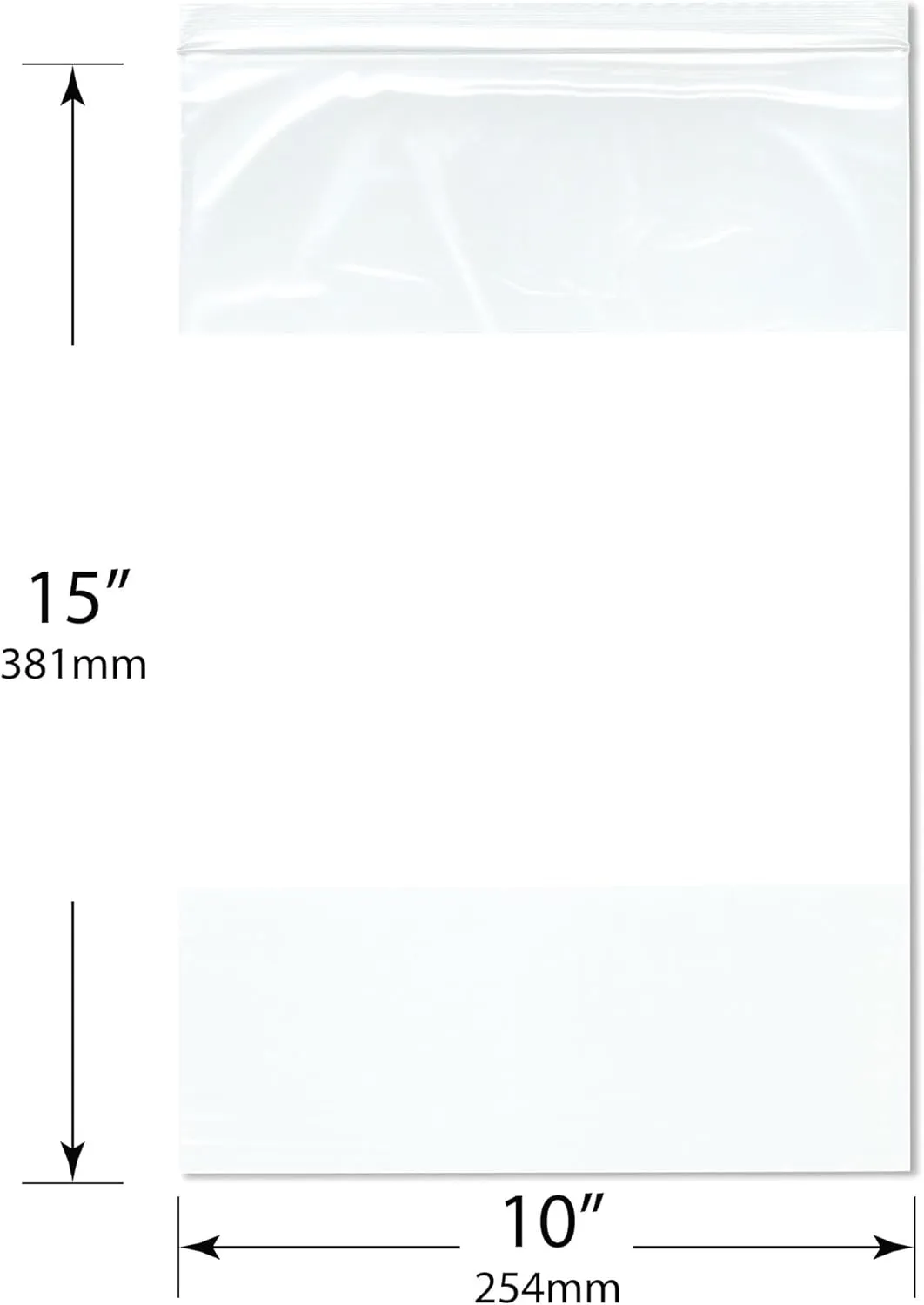 Plymor 10" x 15" (Pack of 100), 2 Mil White-Block Zipper Reclosable Plastic Bags