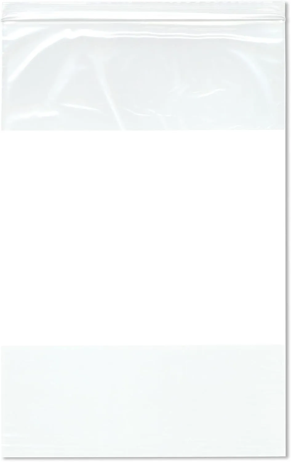 Plymor 10" x 15" (Pack of 100), 2 Mil White-Block Zipper Reclosable Plastic Bags