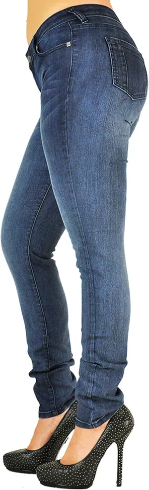 Poetic Justice Women's Curvy Fit Dark Indigo Stretch Denim Low Rise Skinny Jeans