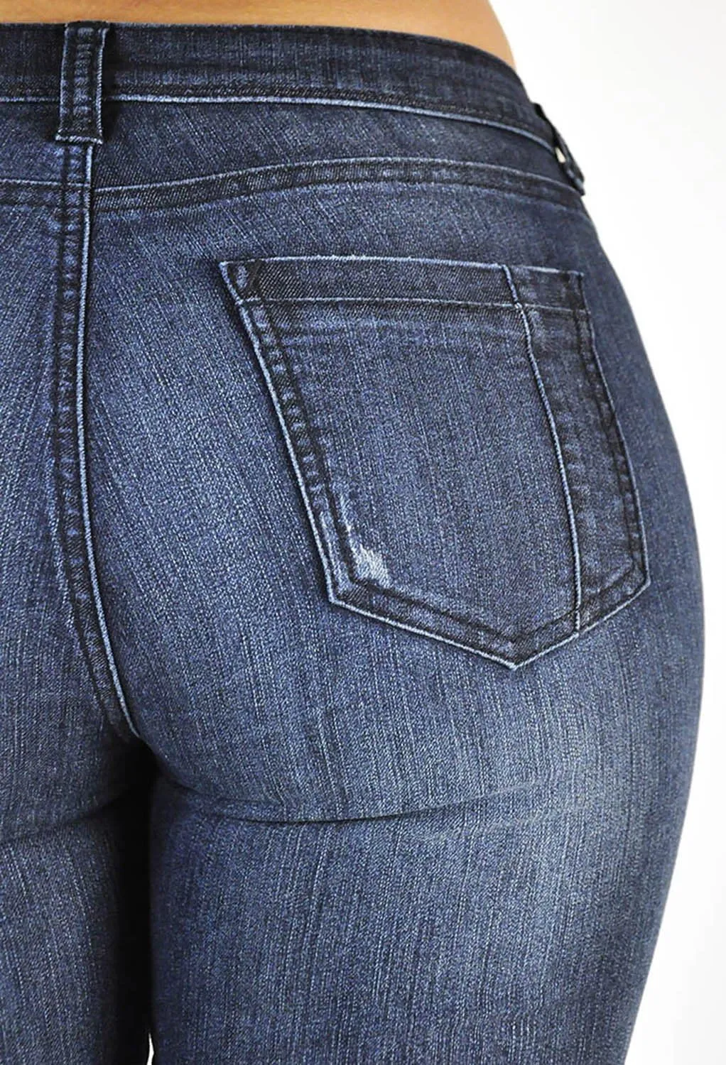 Poetic Justice Women's Curvy Fit Dark Indigo Stretch Denim Low Rise Skinny Jeans