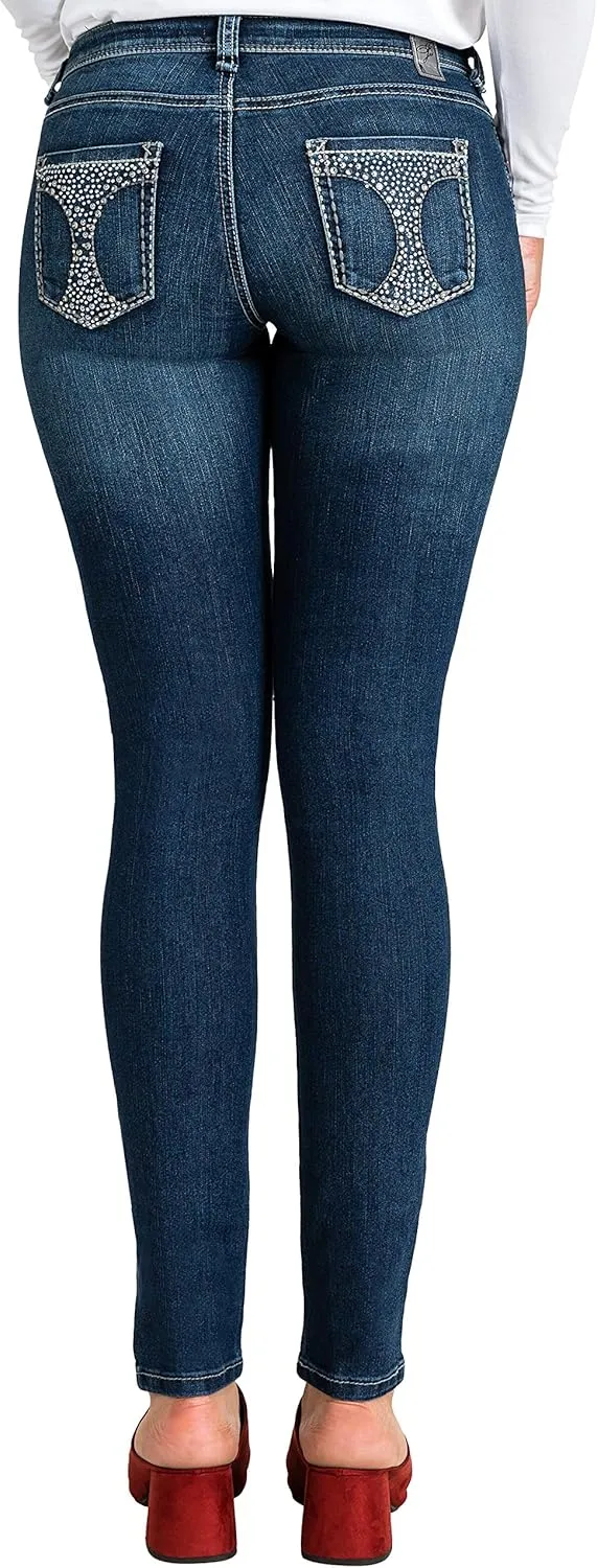 Poetic Justice Women's Curvy Fit Dark Indigo Stretch Denim Low Rise Skinny Jeans