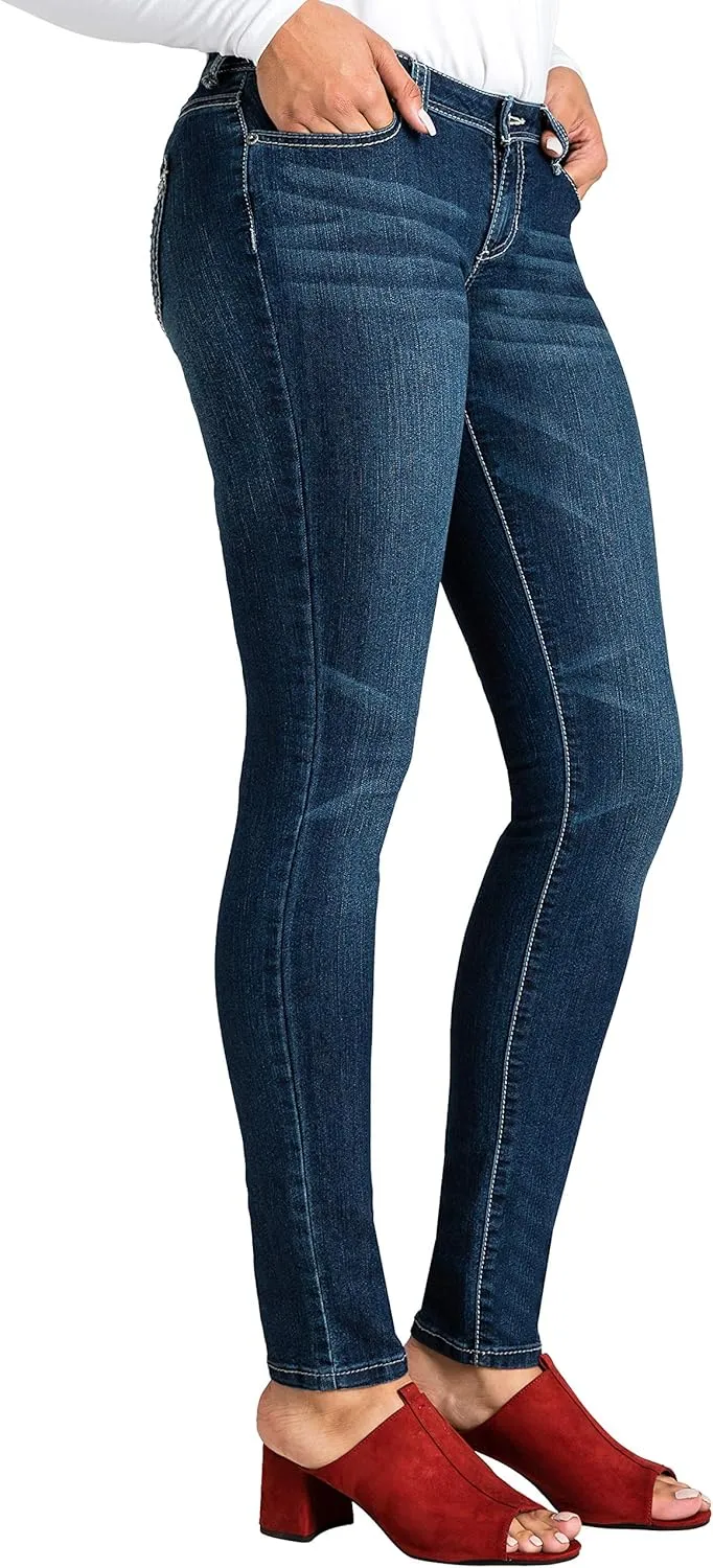 Poetic Justice Women's Curvy Fit Dark Indigo Stretch Denim Low Rise Skinny Jeans