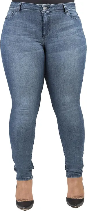 Poetic Justice Women's Plus Size Curvy Fit Mid Rise Basic 5 Pocket Style Skinny Jeans