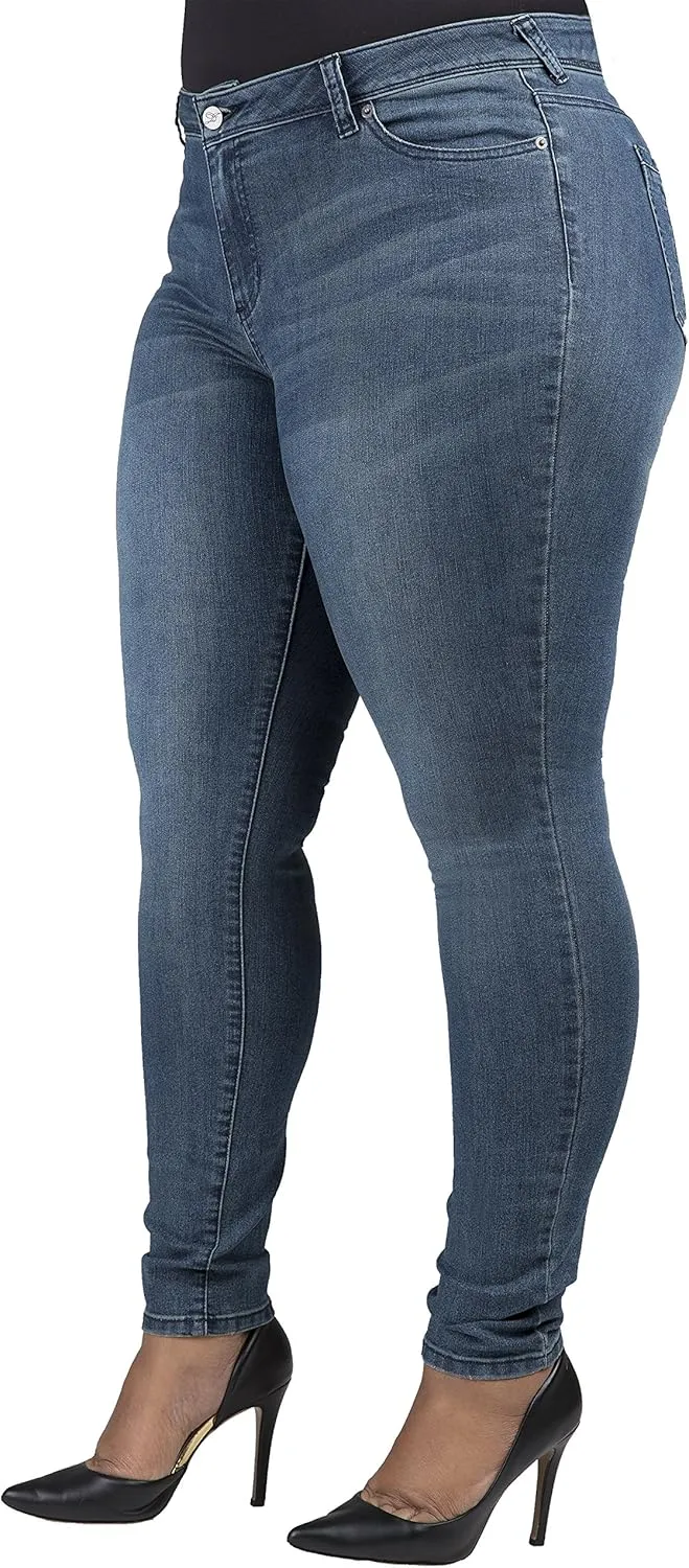 Poetic Justice Women's Plus Size Curvy Fit Mid Rise Basic 5 Pocket Style Skinny Jeans