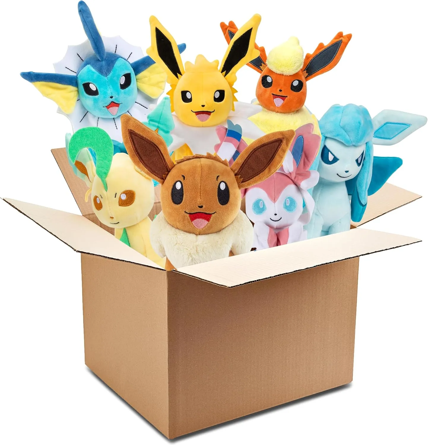Pokemon 8" Eevee Evolution Plush Mystery Blind Box 2-Pack - Receive 1 Eevee & 1 Assorted Random Evolution Figure Toy - Officially Licensed - Gift for Kids, Boys, Girls - 2 