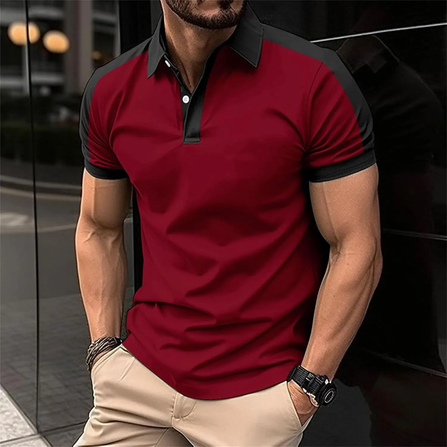Polo Shirts for Men Casual Short Sleeve Dress Golf Fashion Big and Tall Polos Tshirts Button Down Business Slim Fit Shirt