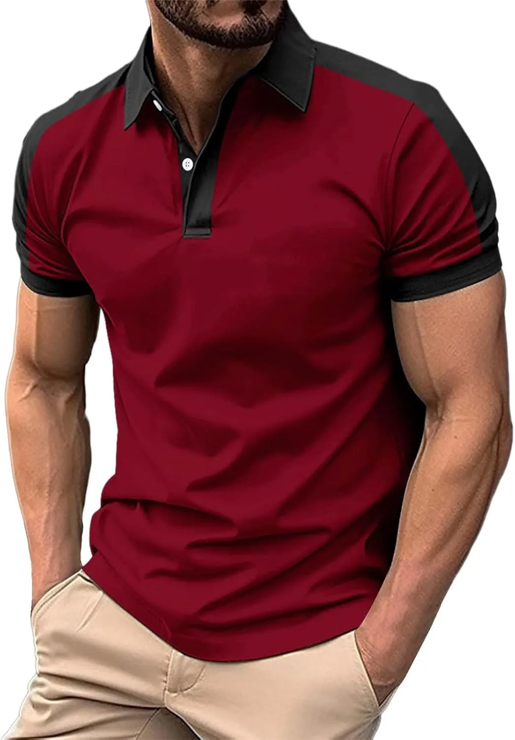 Polo Shirts for Men Casual Short Sleeve Dress Golf Fashion Big and Tall Polos Tshirts Button Down Business Slim Fit Shirt