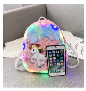 Popular Plush Cartoon Rabbit Pegasus Luminous Backpacks