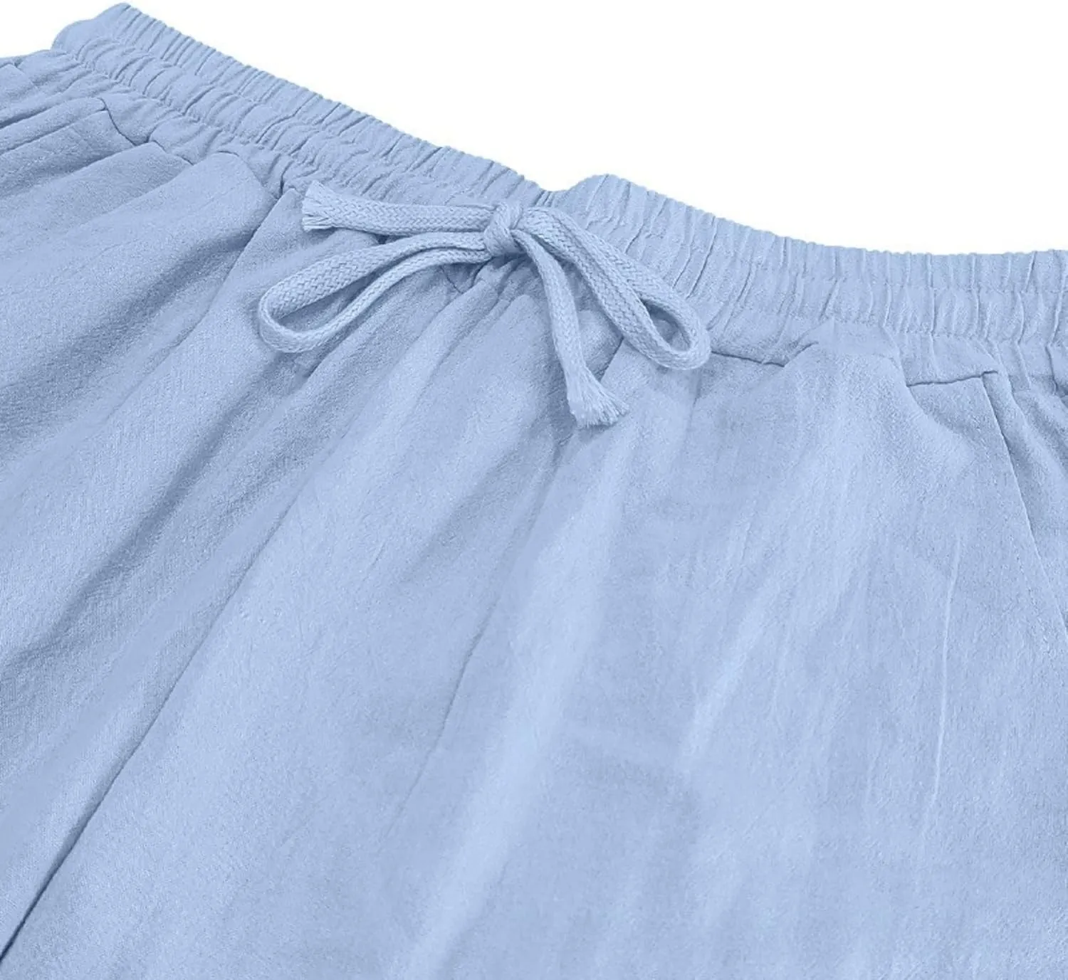PORCLAY Mens Linen Casual Pants Elastic Waist Drawstring Hip Hop Trousers Wide Leg Yoga Beach 2025 Summer Pants