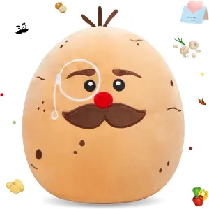 Potato Plush Stuffed Animals Plushie Original Mr. Potato Squishy Pillow Super Soft Cozy Cuddle Toy Holiday Decor Gift for Boys Girls 12"