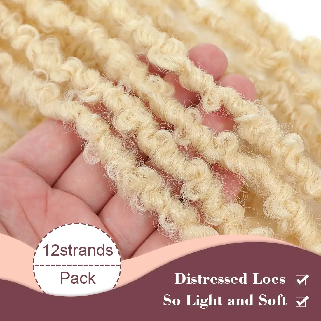 Pre Looped Butterfly Locs 24 Inch 613 Handmade Blonde Distressed Braids Hair Goddess Faux Locs Crochet Hair for Black Women Synthetic Hair Extensions(24inch,#613)