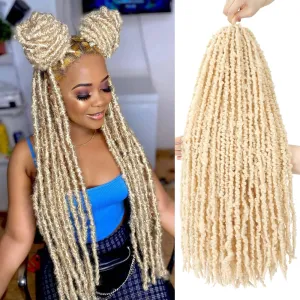 Pre Looped Butterfly Locs 24 Inch 613 Handmade Blonde Distressed Braids Hair Goddess Faux Locs Crochet Hair for Black Women Synthetic Hair Extensions(24inch,#613)