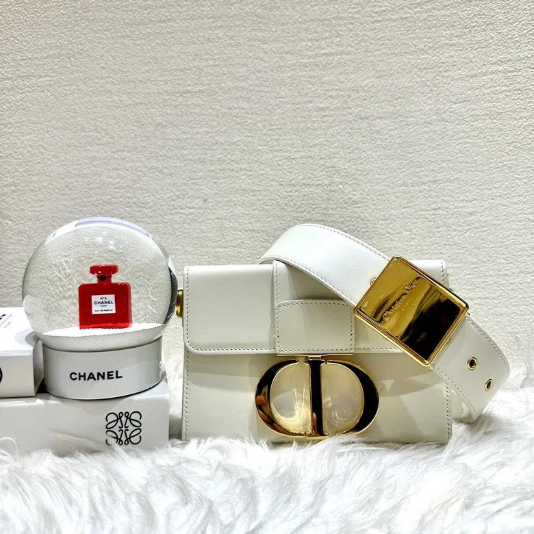 Preloved Christian Dior Montaigne Box White Leather Crossbody Bag