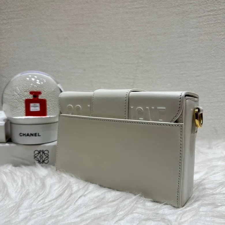 Preloved Christian Dior Montaigne Box White Leather Crossbody Bag