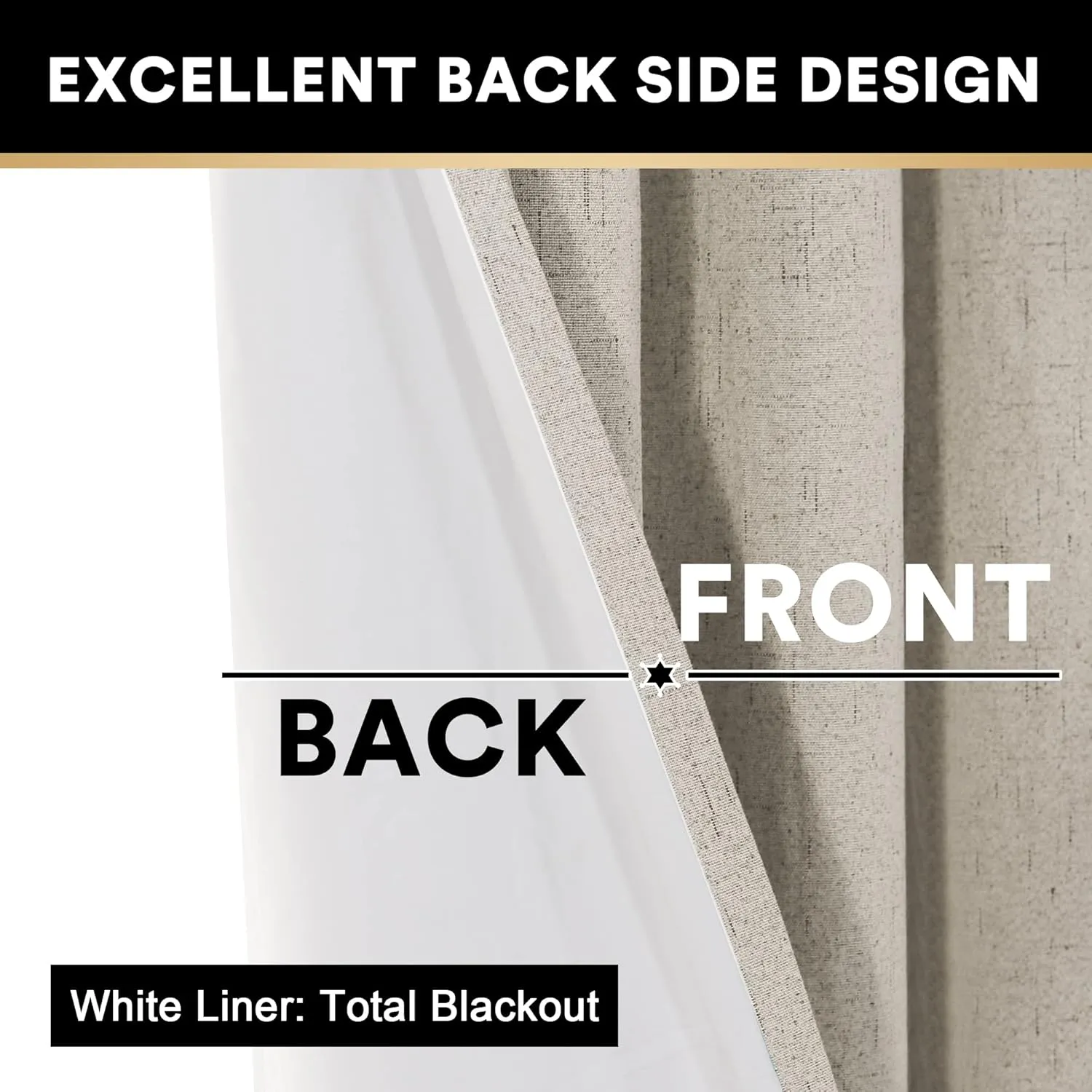 PrinceDeco 100% Blackout Curtains 96 Inches Long 2 Panels Set Linen Primitive Textured Curtains for Living Room Noise Cancelling Window Treatment Drapes for Bedroom,Cobblestone
