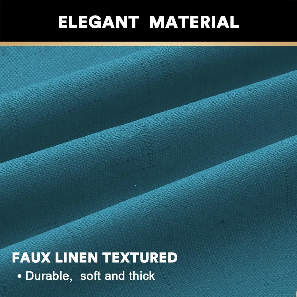 PrinceDeco Blackout Curtains 96 Inches Long 100% Blackout Curtains for Bedroom Grommet Linen Look Curtains with White Liner Grommet Linen Look Drapes 2 Panels Set, Blue Sapphire