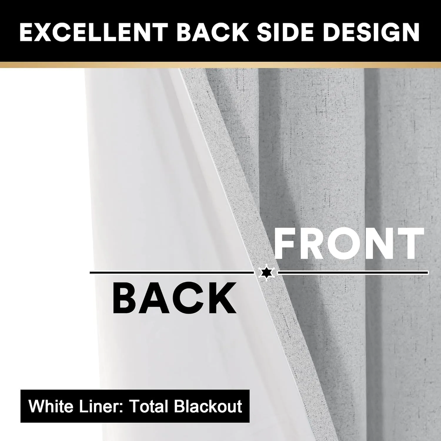 PrinceDeco Linen Blackout Curtains 84 Inches Long 100% Completely Blackout Window Treatment Thermal Insulated with White Liner Grommet Linen Textured Curtains for Living Room, 2 Panels, Glacier Grey