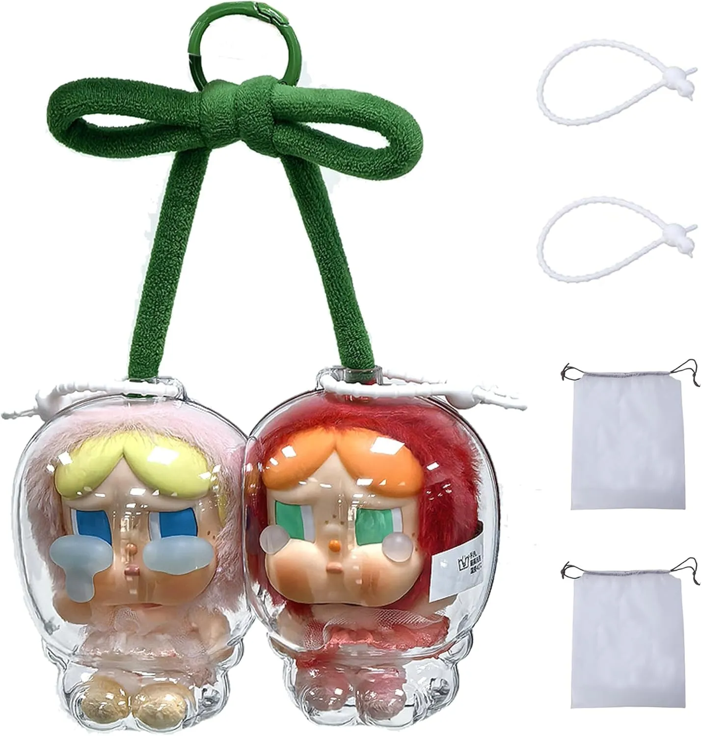 Protective Case Compatible for Cry Baby Cherry Transparent Acrylic Clear Bag Keychain Hanging Display Case,Protective Case,Plastic PVC Storage Box Gift Doll Not Include (Cherry)
